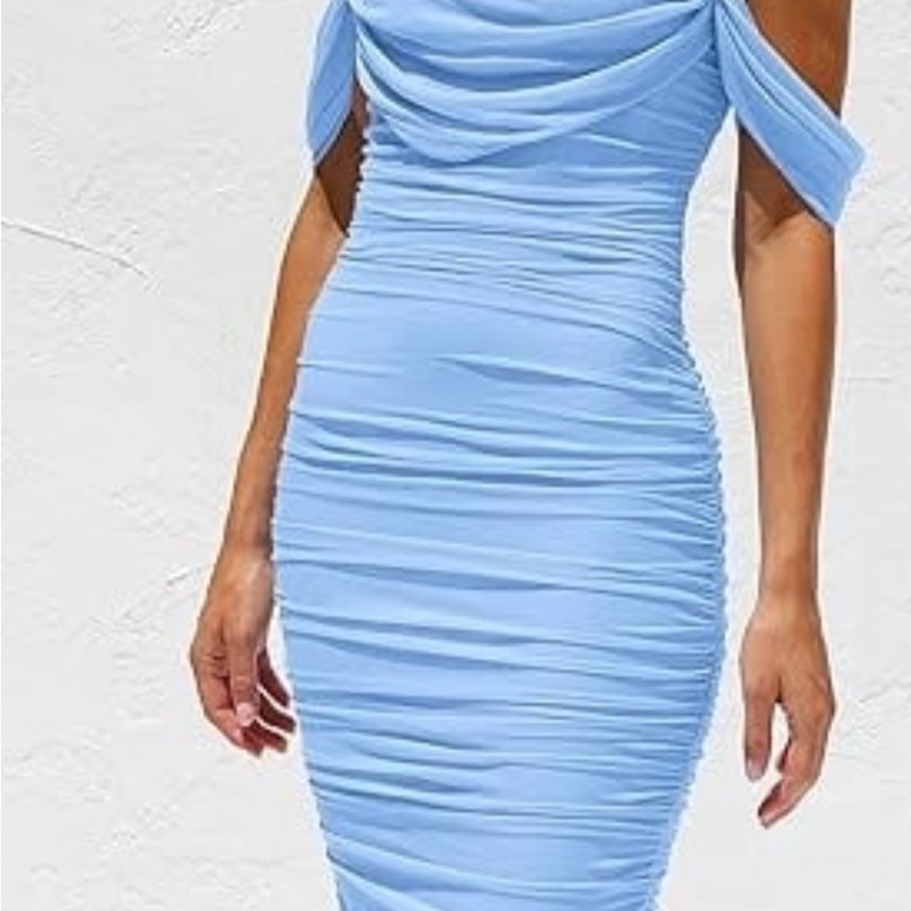 Chic Light Blue One-Shoulder Dress